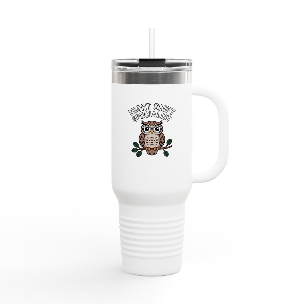 Night Shift Owl Travel Mug, Funny Night Shift Specialist Tumbler, Cute Owl Coffee Mug Gift for Nurse, Insomniac Gift 40oz