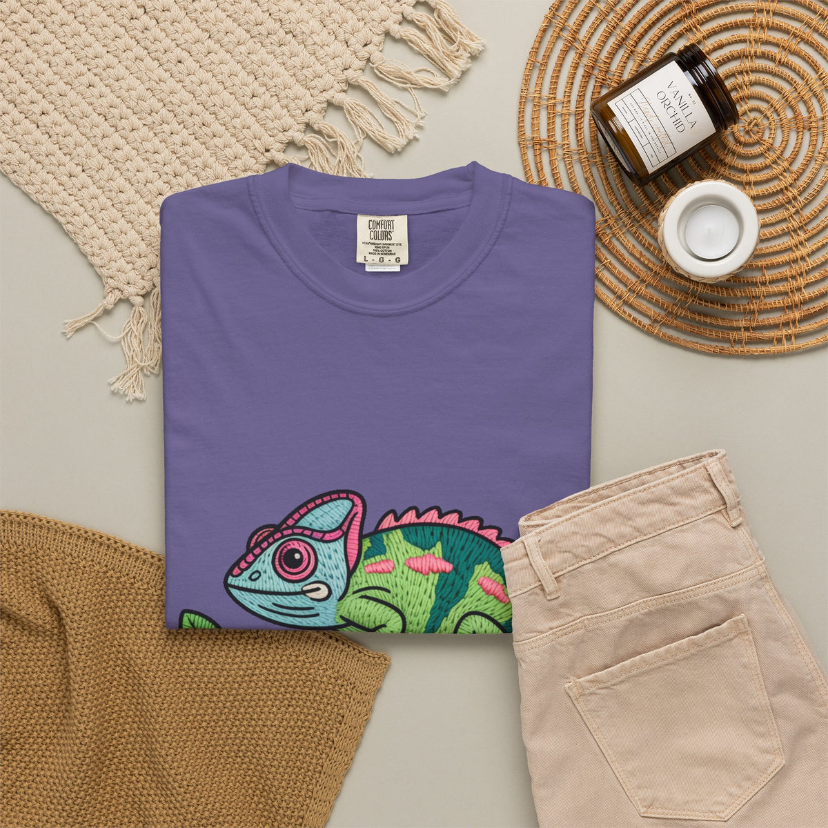 Cute Chameleon Shirt, Chameleon On A Branch T-Shirt, Cartoon Reptile Lover Gift, Funny Chameleon Tee