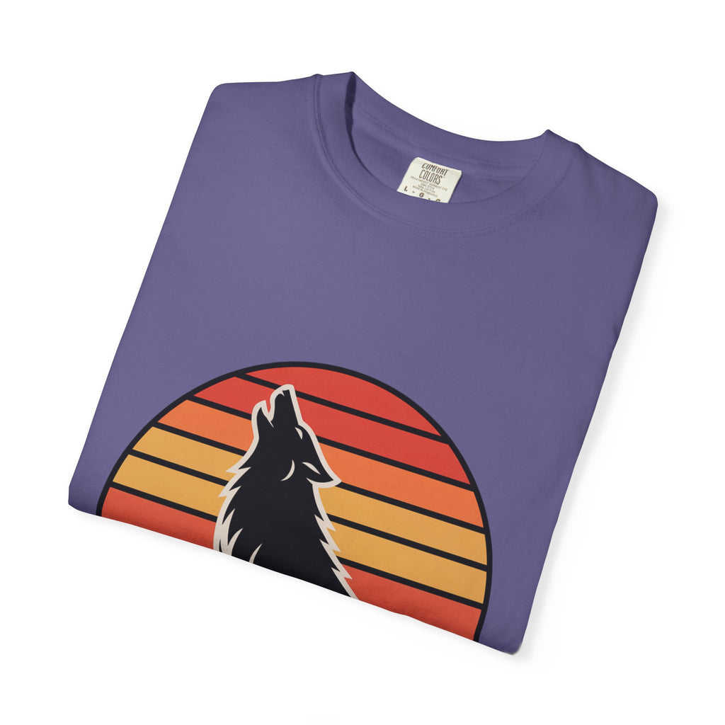 Retro Sunset Wolf Badge T-Shirt