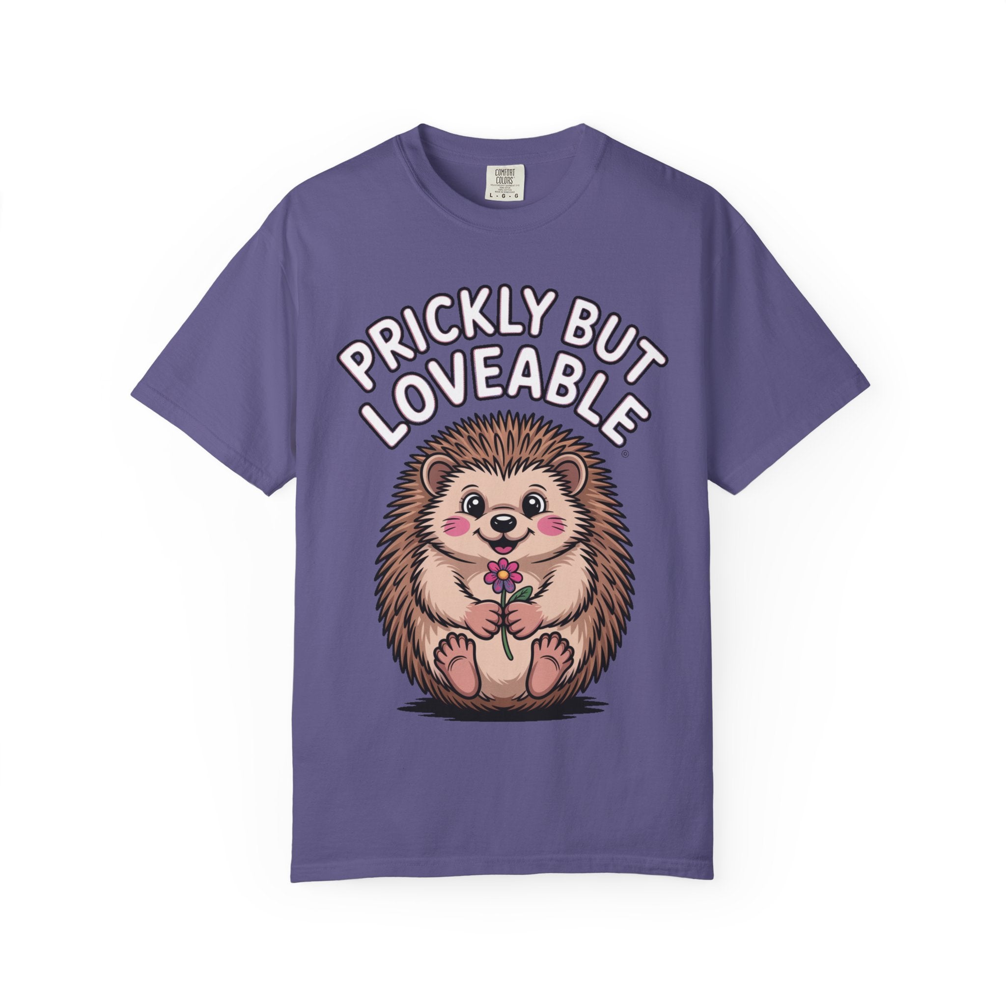Prickly But Loveable Hedgehog Shirt, Cute Cartoon Hedgehog T-Shirt, Funny Animal Lover Gift, Flower Hedgehog Tee
