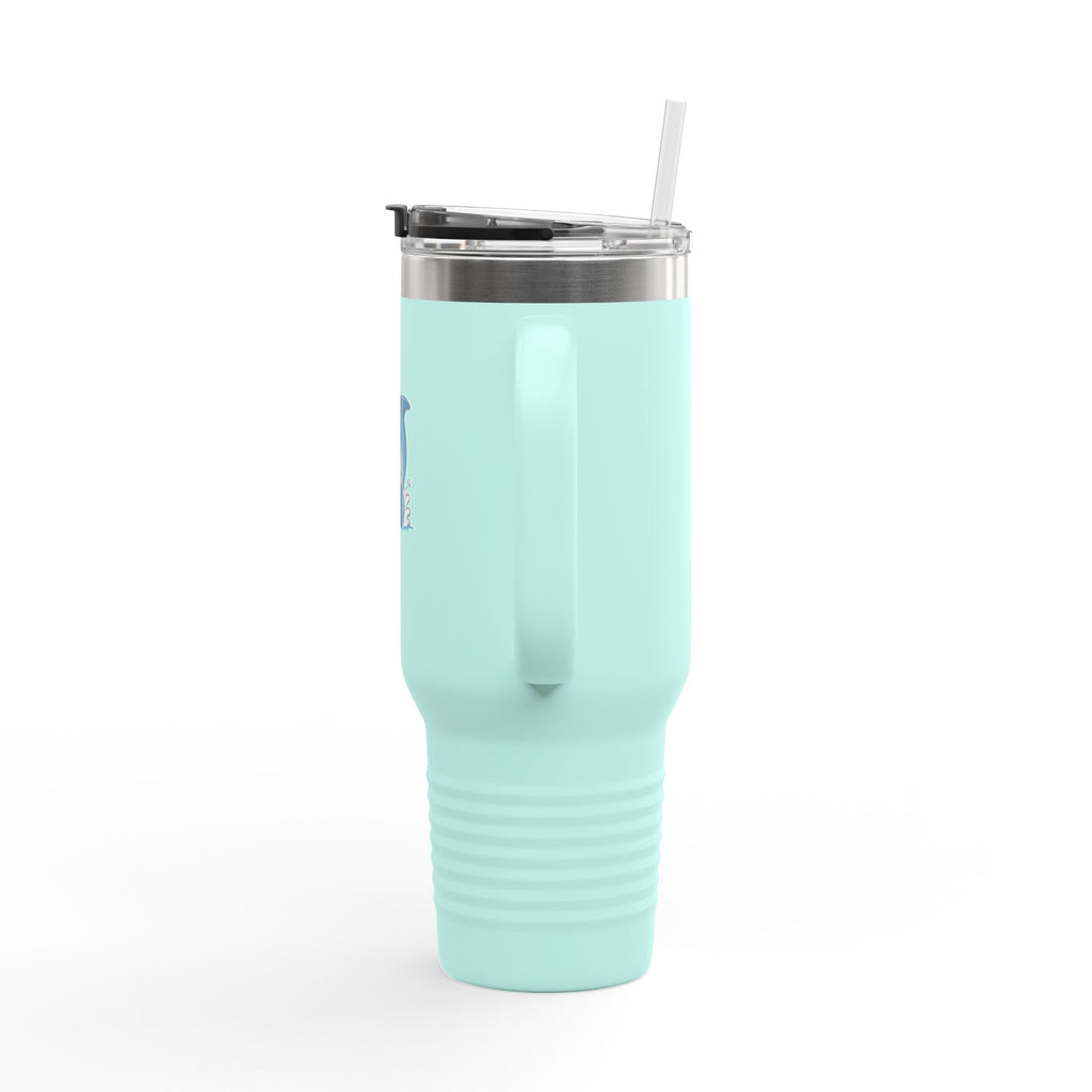 Cute Dolphin Travel Mug, Jumping Dolphin 40oz Tumbler with Handle, Ocean Lover Gift, Beach Vacation Cup for Her