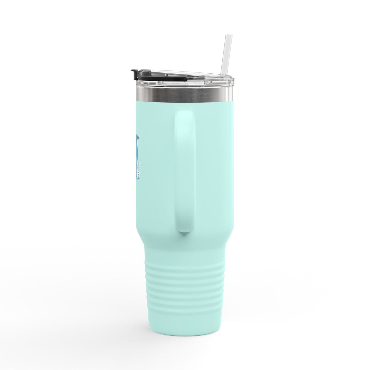 Cute Dolphin Travel Mug, Jumping Dolphin 40oz Tumbler with Handle, Ocean Lover Gift, Beach Vacation Cup for Her