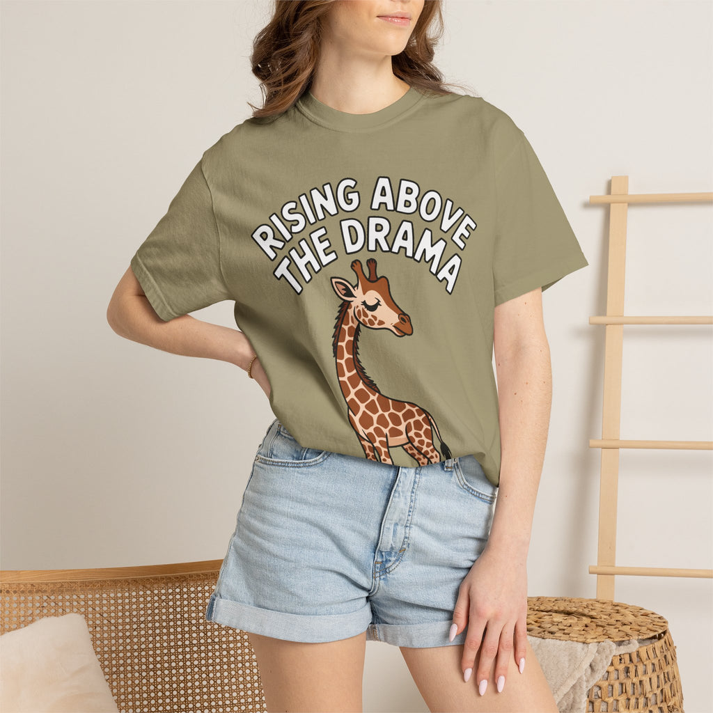 Giraffe Rising Above The Drama T-Shirt, Funny Sassy Giraffe Tee, Cute Cartoon Animal Shirt, Unisex Graphic Tee Gift