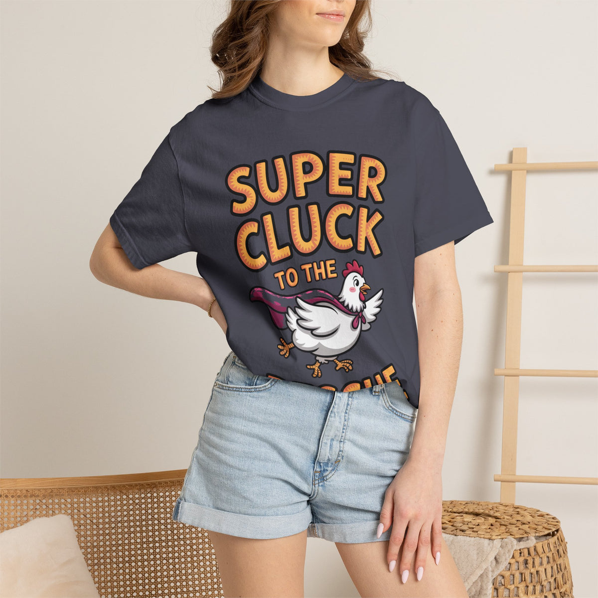 Funny Chicken Superhero Shirt, Super Cluck To The Rescue T-Shirt, Cute Cartoon Chicken Tee, Farm Animal Lover Gift