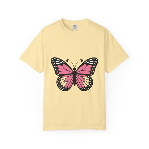 Butterfly T-Shirt, Cute Detailed Butterfly Graphic Tee, Nature Lover Gift, Embroidery-Style Butterfly Shirt, Garment-Dyed Unisex Tee