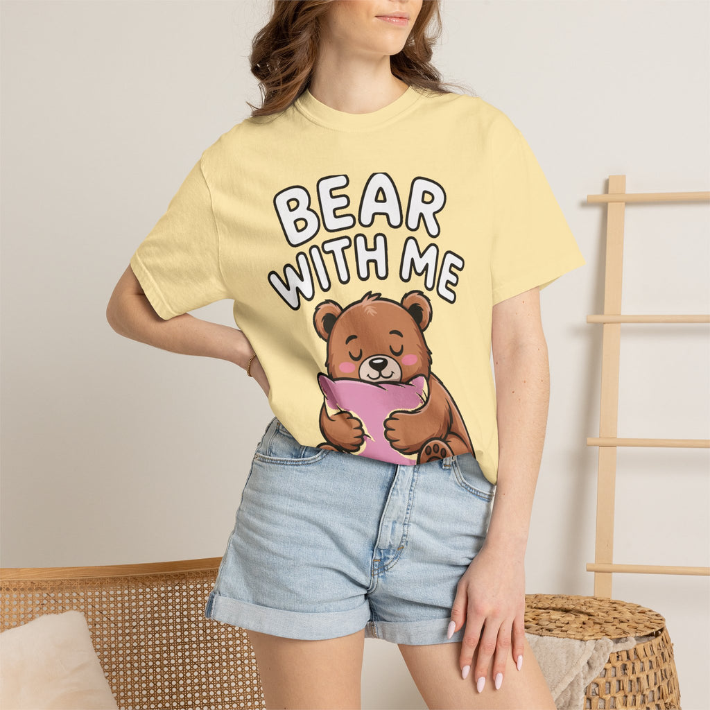 Bear With Me Shirt, Cute Sleepy Bear T-Shirt, Funny Bear Hug Pillow Tee, Cozy Introvert Gift