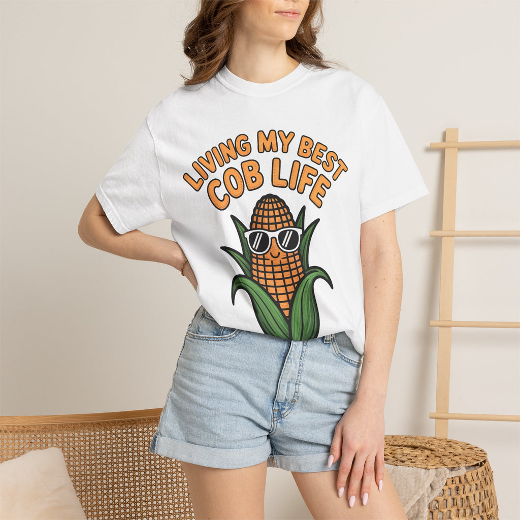 Funny Corn Shirt, Living My Best Cob Life T-Shirt, Cute Corn Sunglasses Tee, Vegetable Lover Gift, Funny Food Shirt