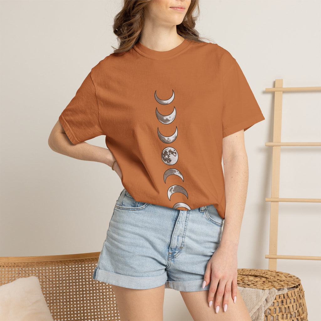 Moon Phases Boho Shirt, Minimalist Line Art Moon T-Shirt, Celestial Boho Tee, Hand Drawn Moon Cycle Shirt Gift