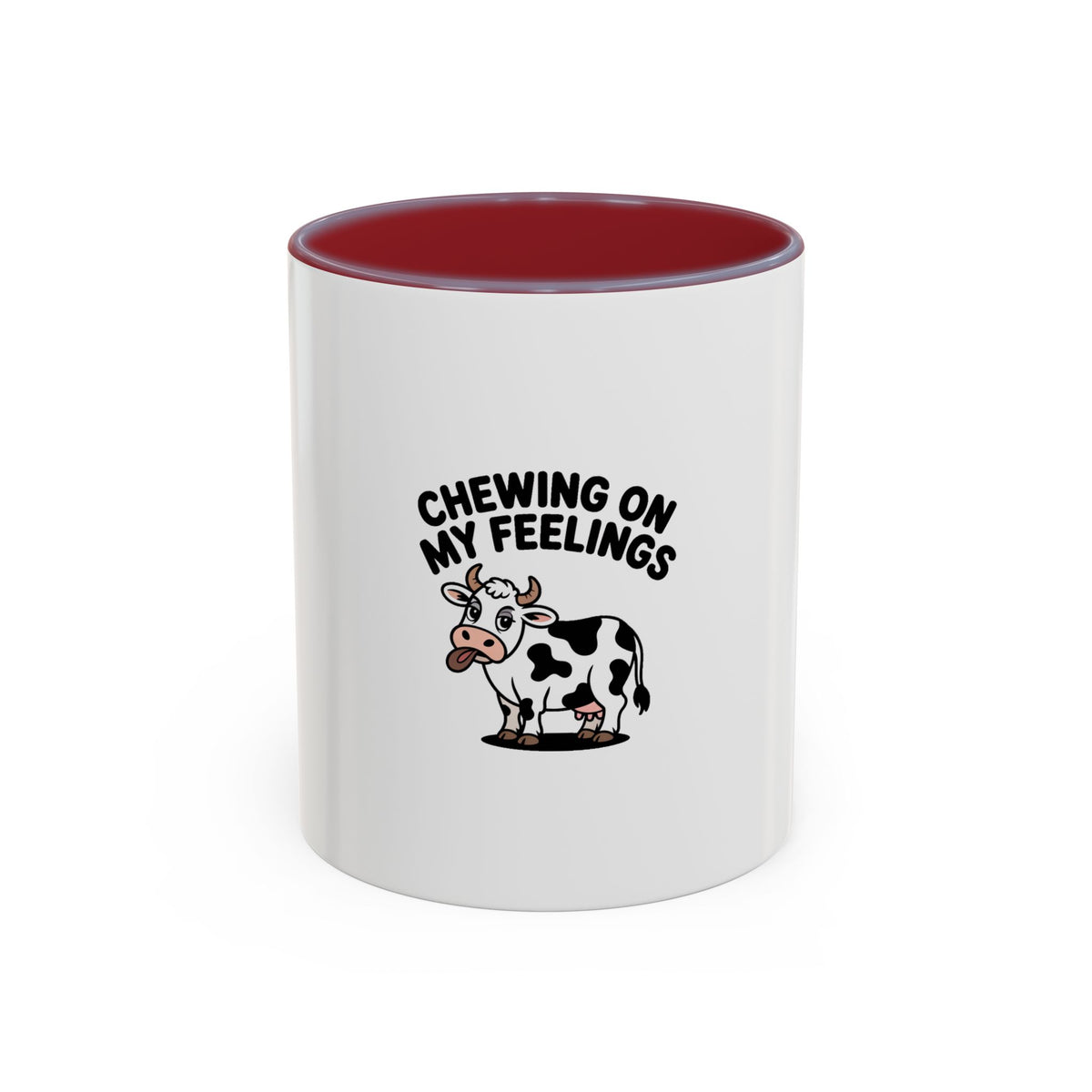Chewing On My Feelings Mug, Funny Cow Coffee Mug, Cute Cartoon Cow Gift, Sarcastic Mental Health Mug, Introvert Coffee Cup