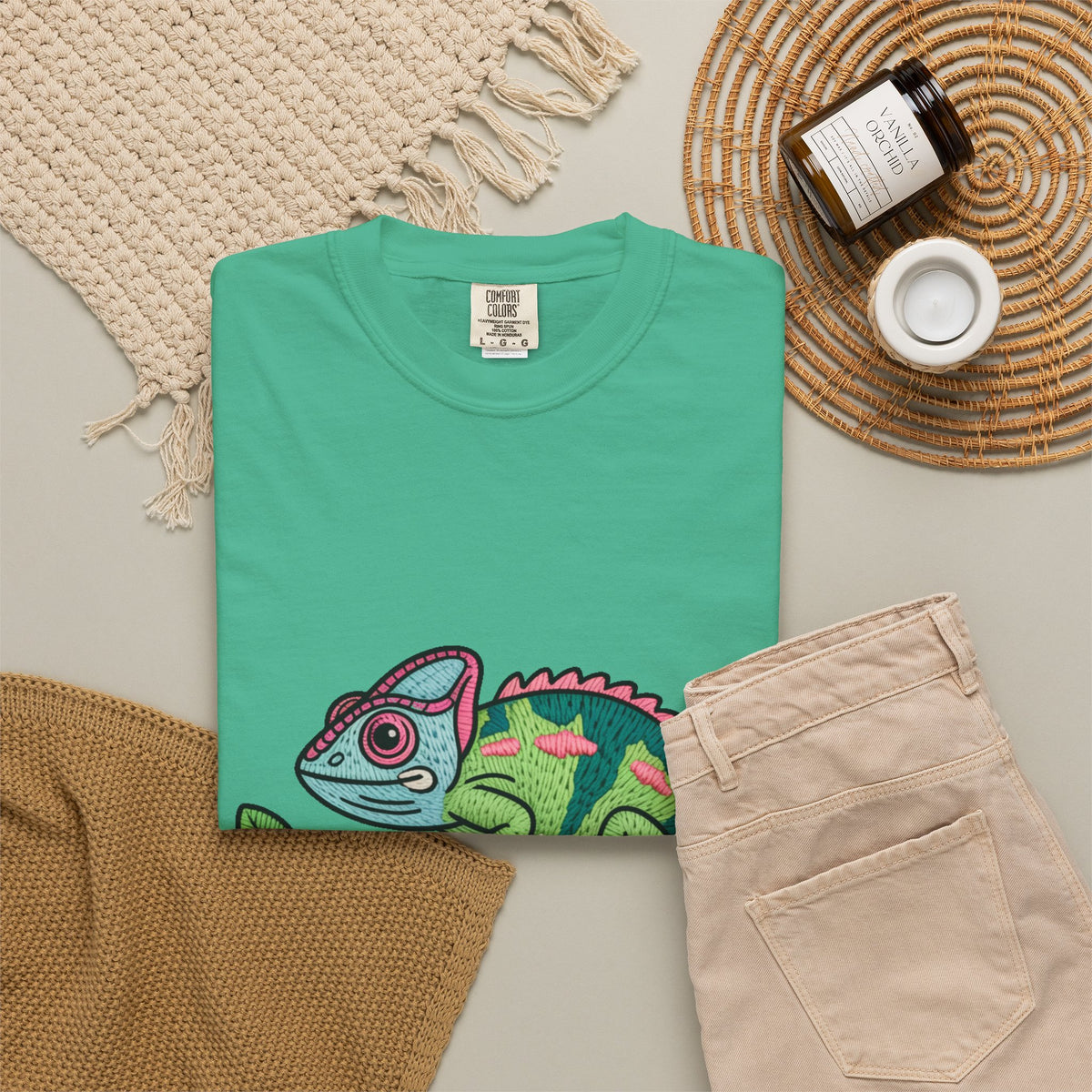Cute Chameleon Shirt, Chameleon On A Branch T-Shirt, Cartoon Reptile Lover Gift, Funny Chameleon Tee