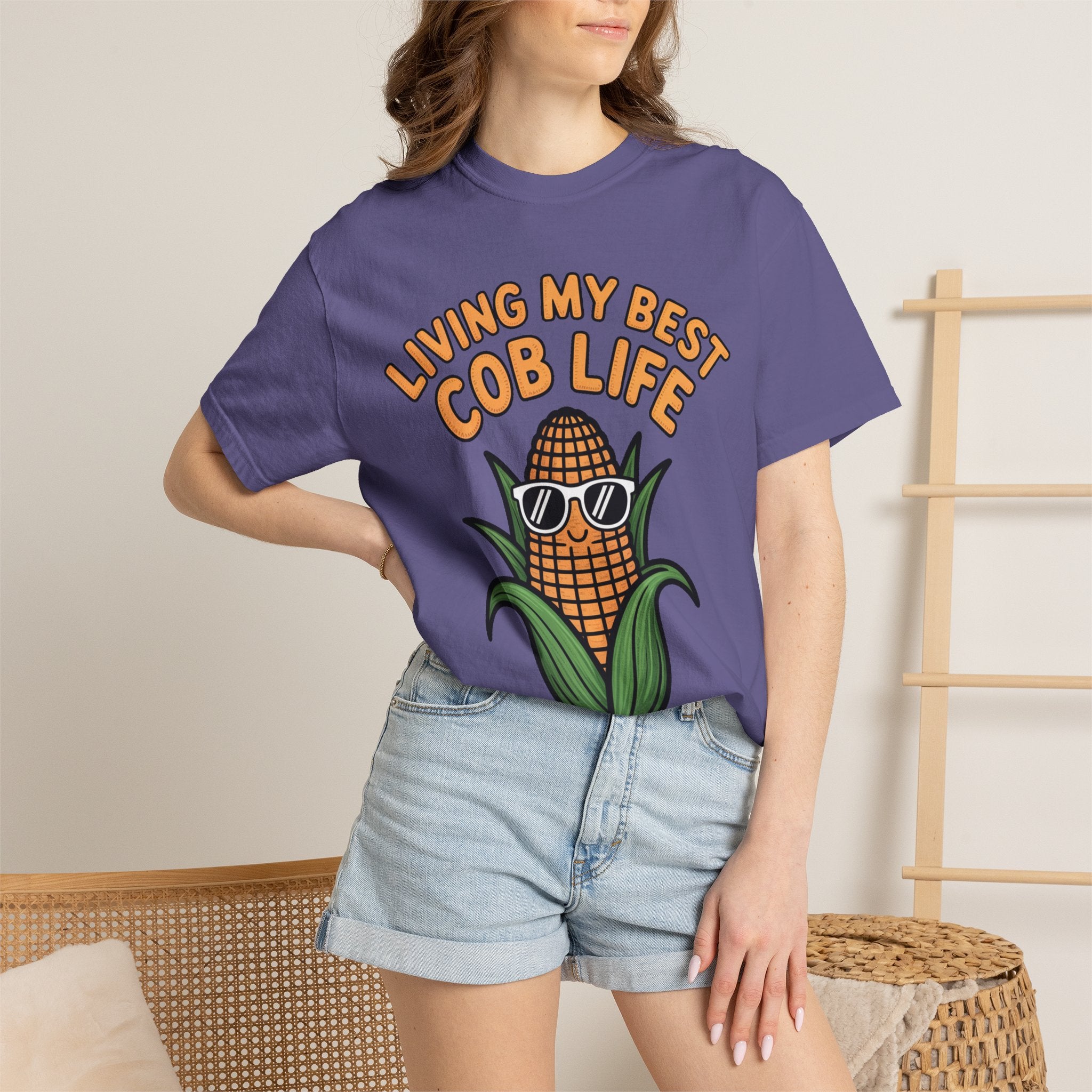 Funny Corn Shirt, Living My Best Cob Life T-Shirt, Cute Corn Sunglasses Tee, Vegetable Lover Gift, Funny Food Shirt
