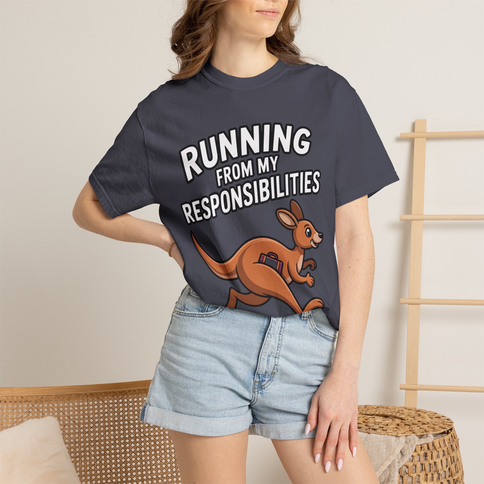 Funny Kangaroo Shirt, Running From My Responsibilities T-Shirt, Sarcastic Adulting Tee, Funny Gift for Procrastinators