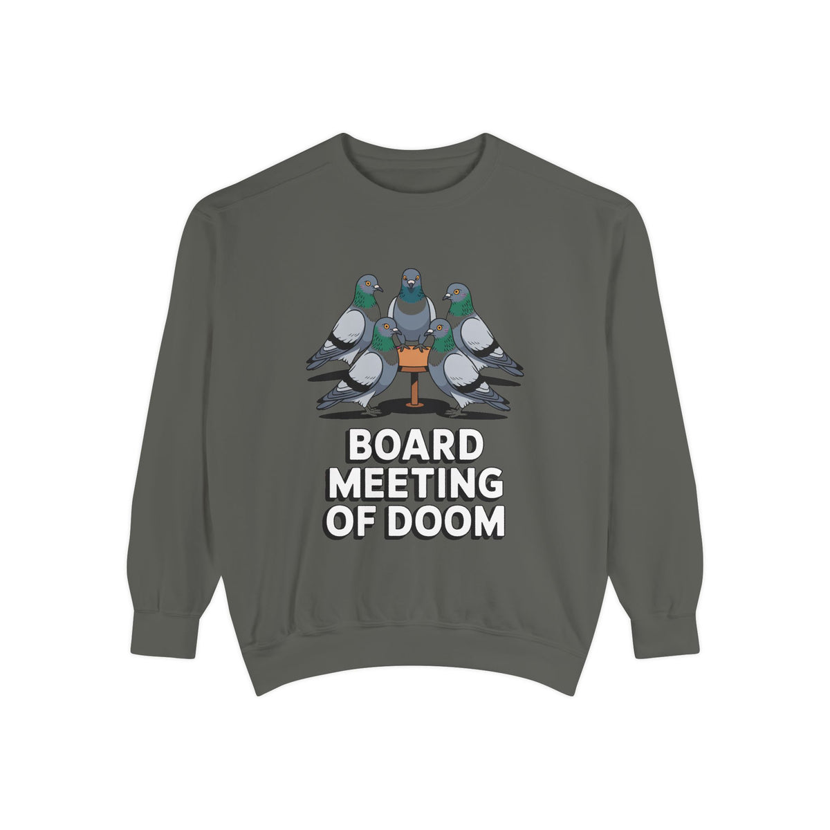 Funny Pigeon Sweatshirt, Board Meeting Of Doom Crewneck, Office Humor Bird Gift, Funny Coworker Sweater