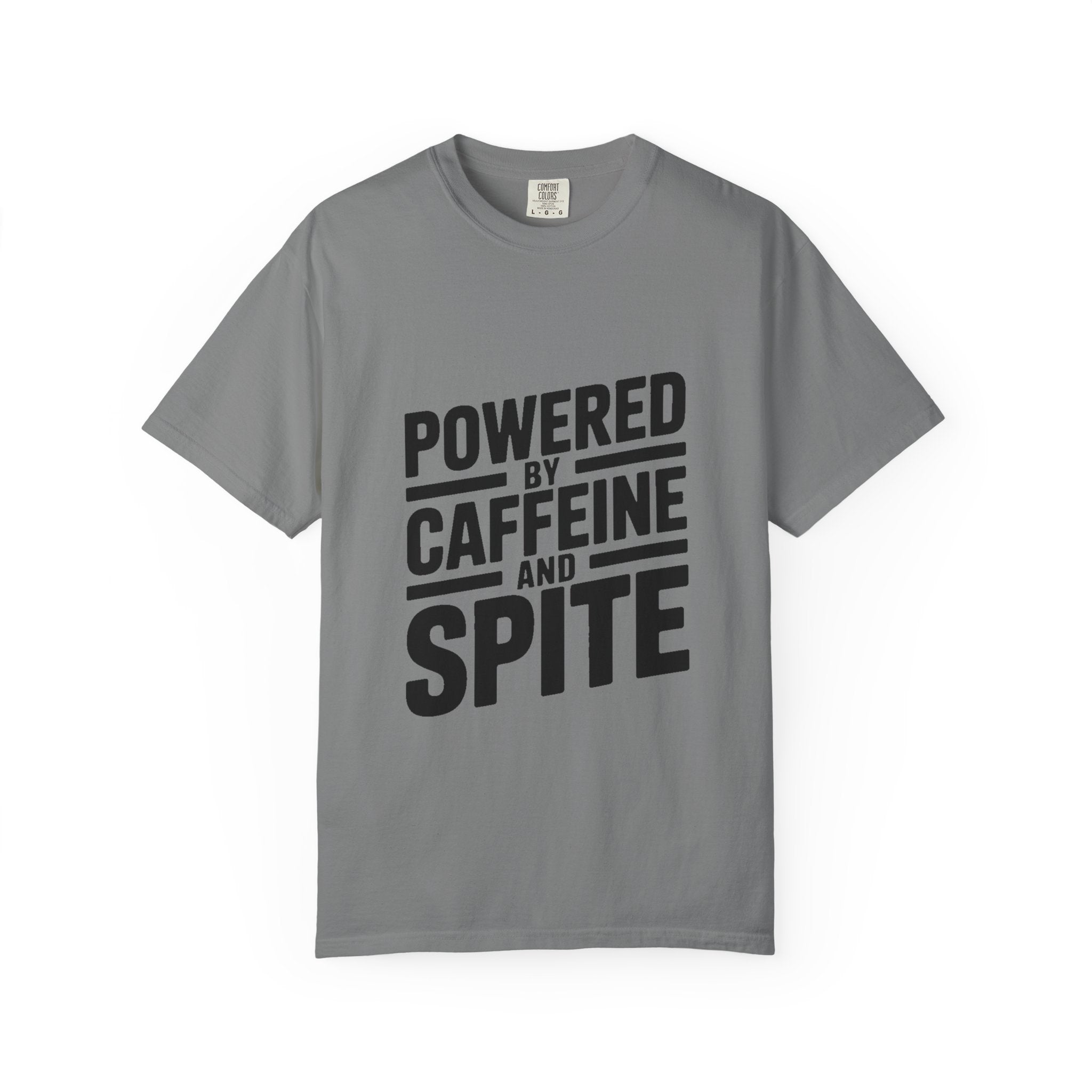 Powered By Caffeine And Spite Shirt, Funny Sarcastic Coffee T-Shirt, Bold Typography Tee, Sarcastic Gift for Coworker
