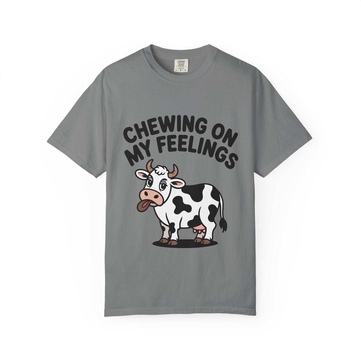 Chewing On My Feelings Cow Shirt, Funny Cow T-Shirt, Cute Cartoon Cow Tee, Sarcastic Farm Animal Gift, Mental Health Humor Shirt