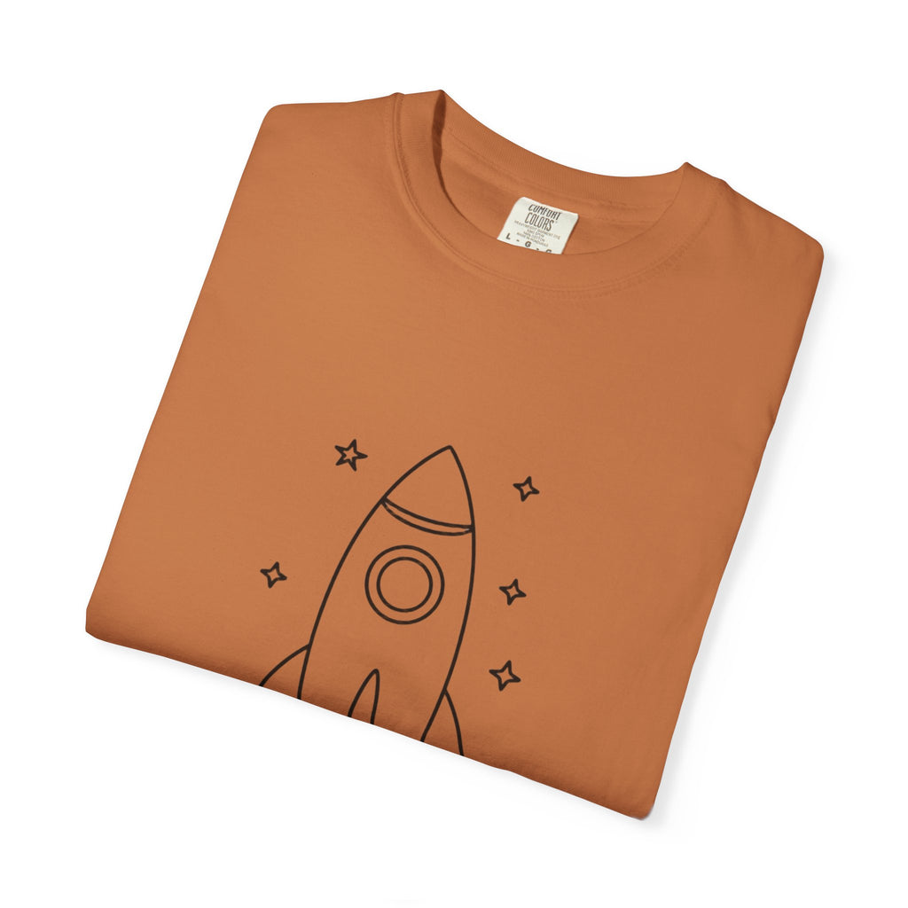 Rocket Ship Line Art Shirt, Minimalist Chase The Stars T-Shirt, Single Line Space Tee, Cute Rocket Tattoo Style Shirt Gift