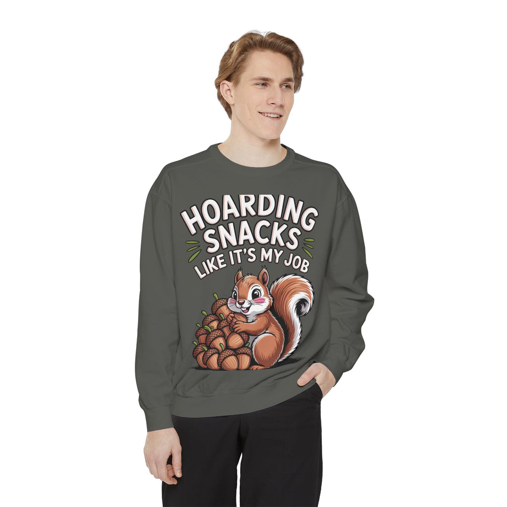 Funny Squirrel Sweatshirt, Hoarding Snacks Like It's My Job Crewneck, Cute Acorn Squirrel Gift, Snack Lover Sweatshirt