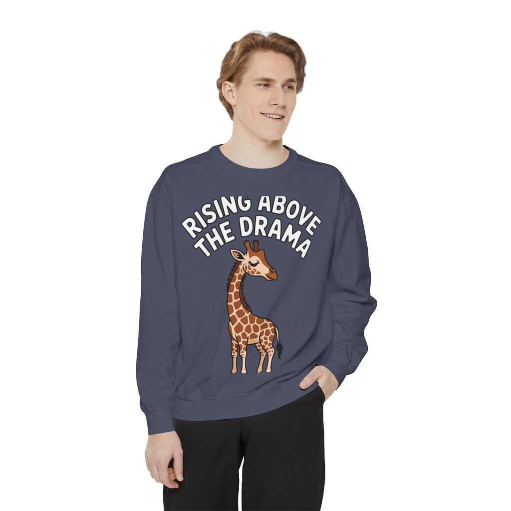 Rising Above The Drama Sweatshirt, Cute Giraffe Crewneck, Funny Sarcastic Quote Sweatshirt, Embroidered Style Giraffe Gift