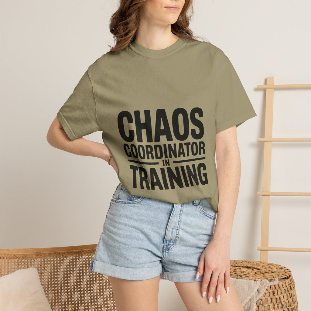 Chaos Coordinator In Training Shirt, Funny Bold Typography Tee, Sarcastic Mom Life T-Shirt, Gift for New Parents or Teachers