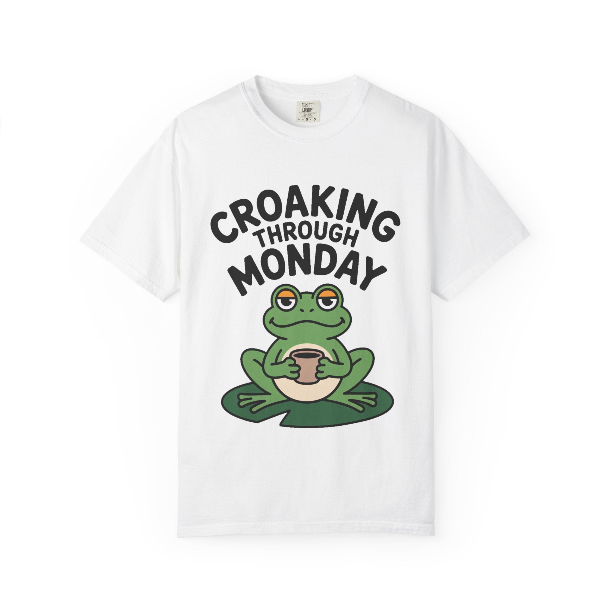 Croaking Through Monday Shirt, Funny Frog Coffee T-Shirt, Cute Frog Lover Gift, Monday Mood Tee, Sarcastic Frog Shirt