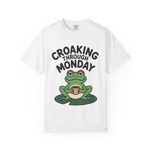 Croaking Through Monday Shirt, Funny Frog Coffee T-Shirt, Cute Frog Lover Gift, Monday Mood Tee, Sarcastic Frog Shirt