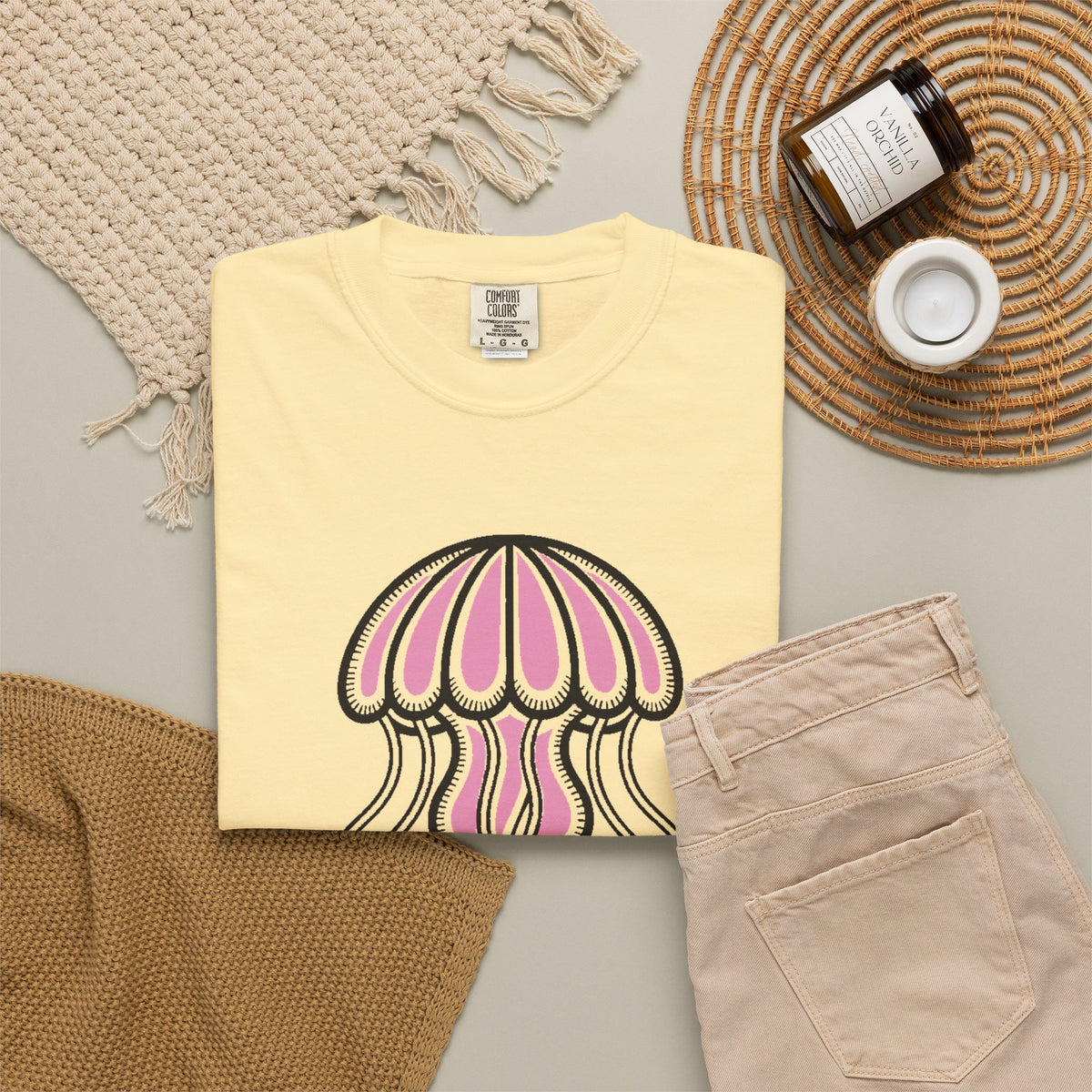 Cute Jellyfish T-Shirt, Glowing Jellyfish Graphic Tee, Ocean Lover Gift, Garment-Dyed Unisex Shirt for Beach and Aquarium Fans