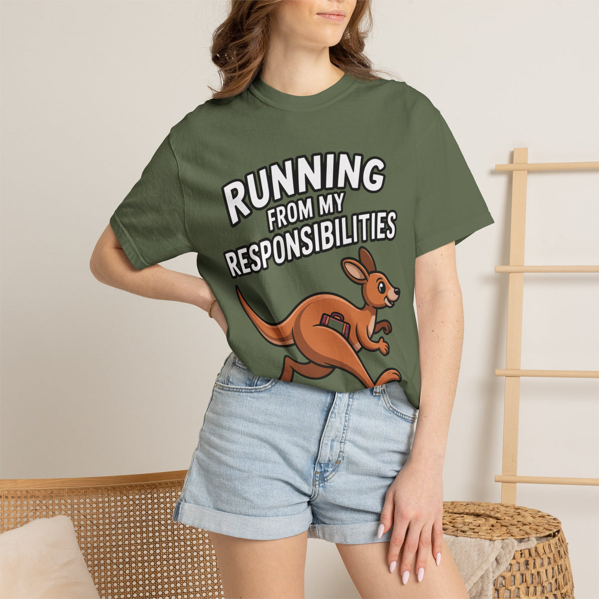 Funny Kangaroo Shirt, Running From My Responsibilities T-Shirt, Sarcastic Adulting Tee, Funny Gift for Procrastinators