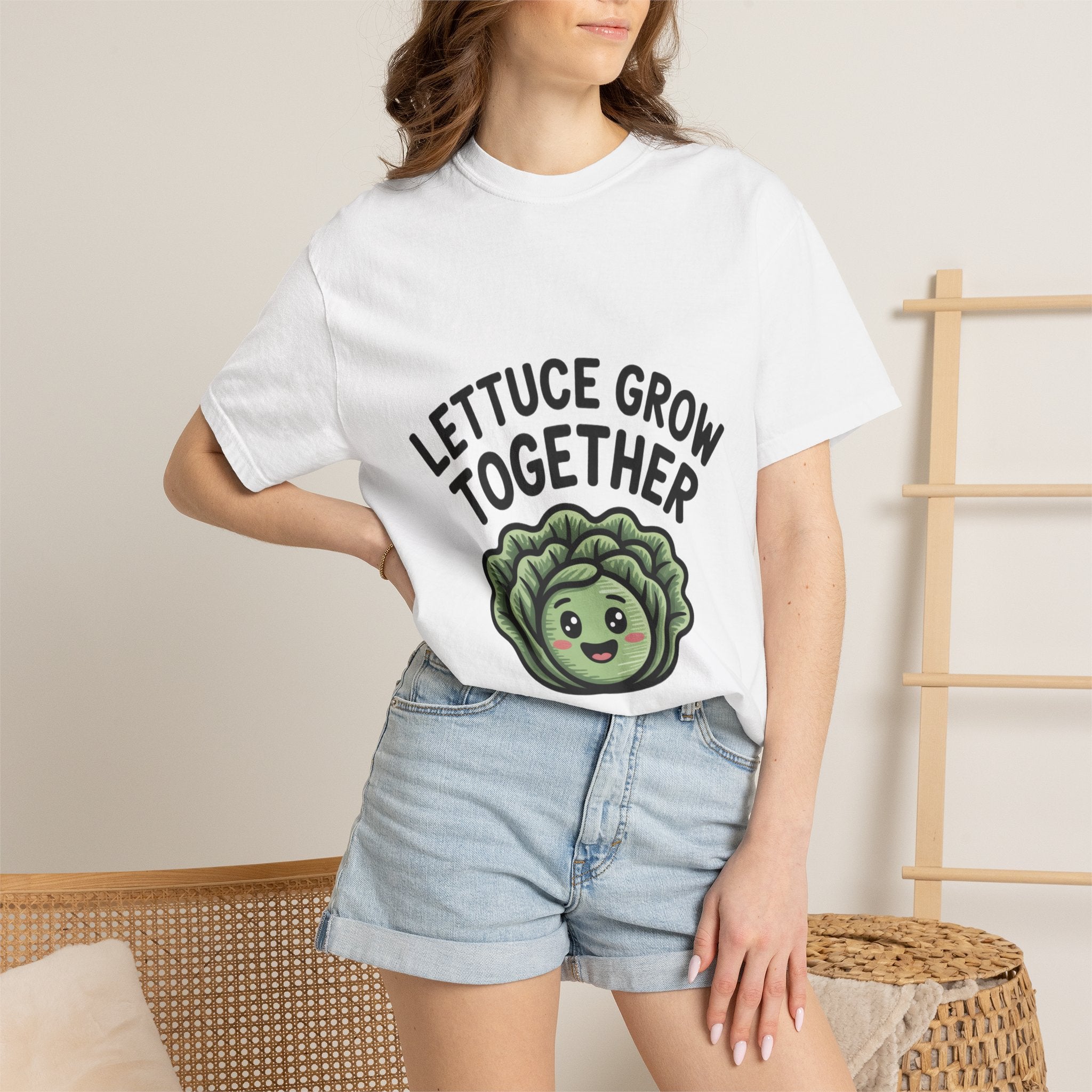 Lettuce Grow Together Shirt, Funny Vegetable Pun T-Shirt, Cute Cartoon Lettuce Tee, Gardener Gift, Plant Lover Shirt