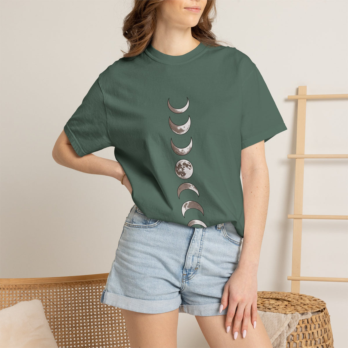 Moon Phases Boho Shirt, Minimalist Line Art Moon T-Shirt, Celestial Boho Tee, Hand Drawn Moon Cycle Shirt Gift