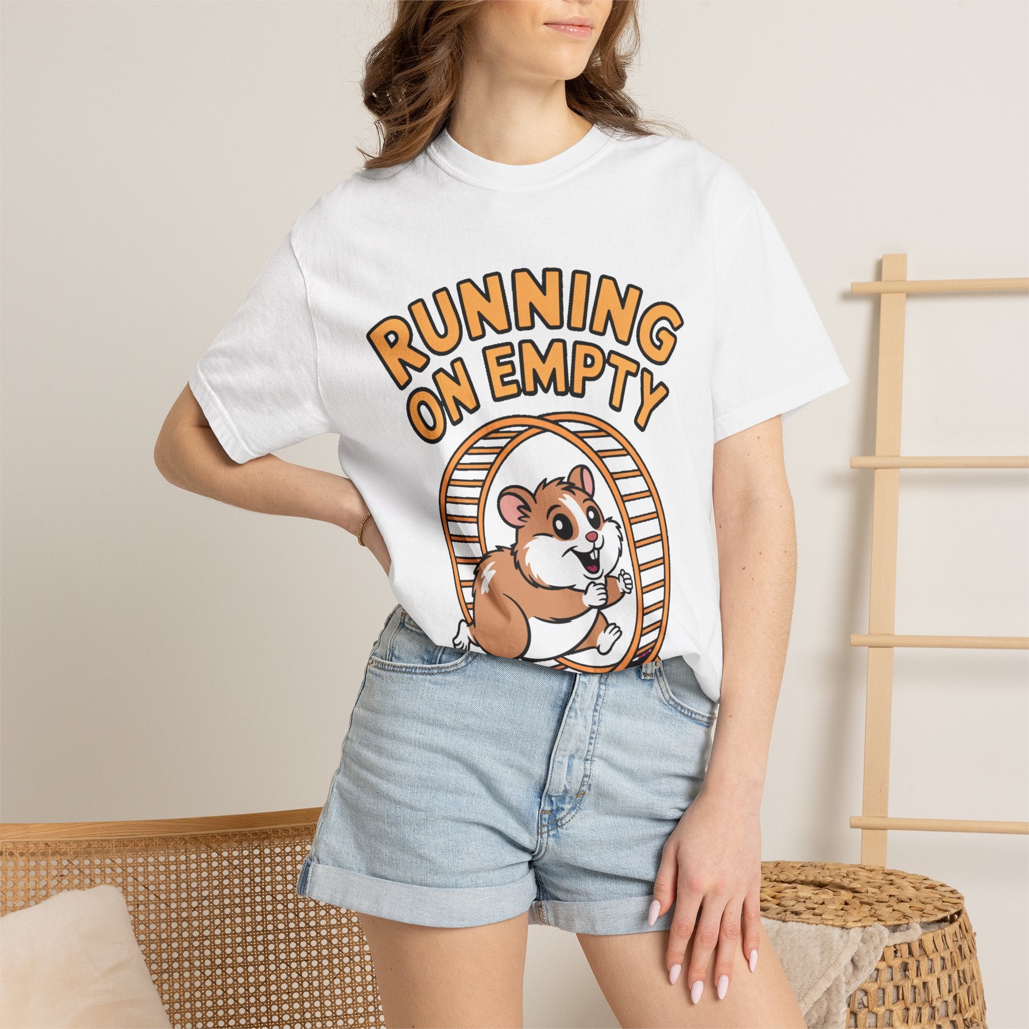 Running On Empty Hamster Shirt, Funny Tired Hamster T-Shirt, Exhausted Wheel Runner Tee, Funny Gift for Tired Friend