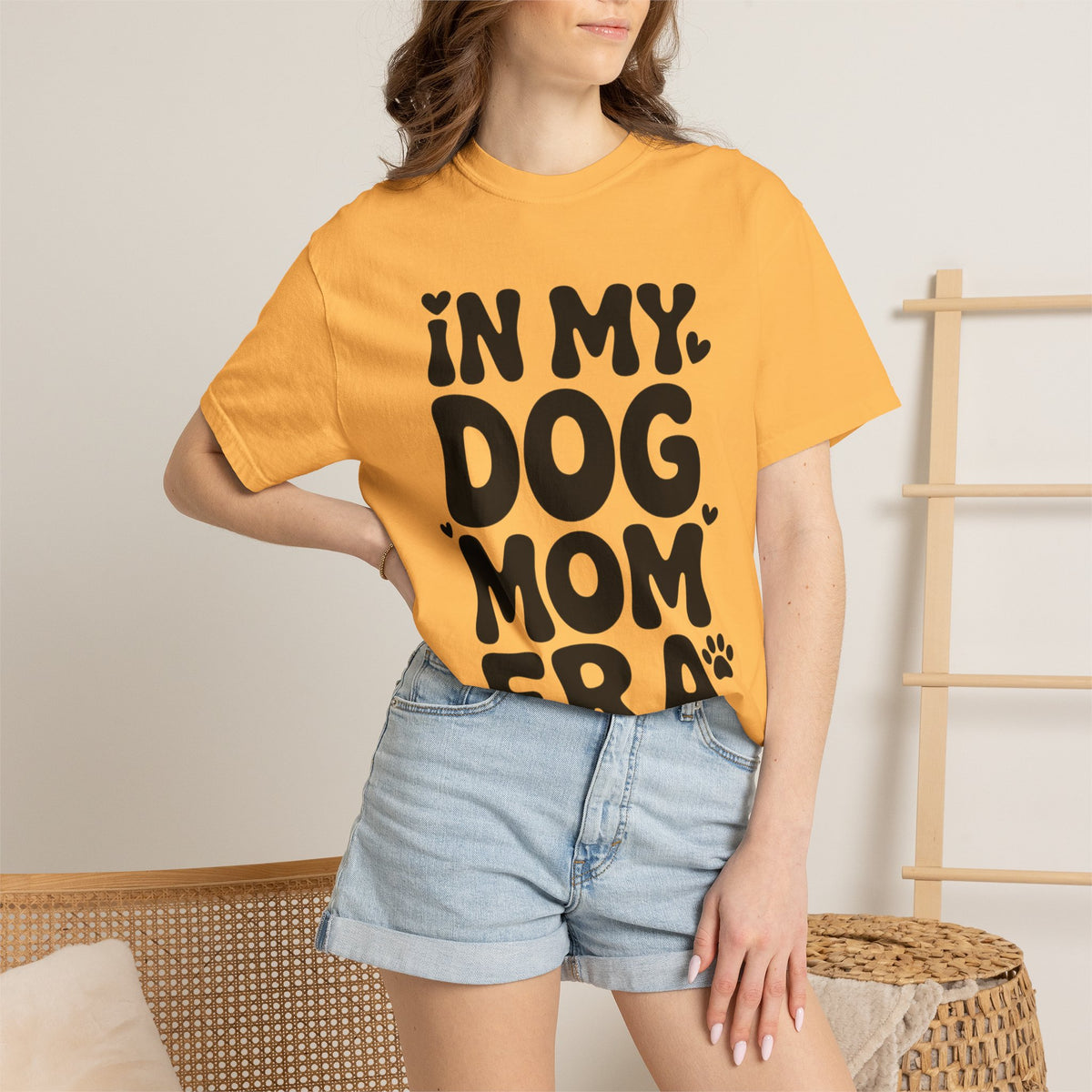 In My Dog Mom Era Shirt, Trendy Dog Mom T-Shirt, Funny Dog Lover Gift, Bold Typography Tee for Women, Cute Paw Print Heart Shirt