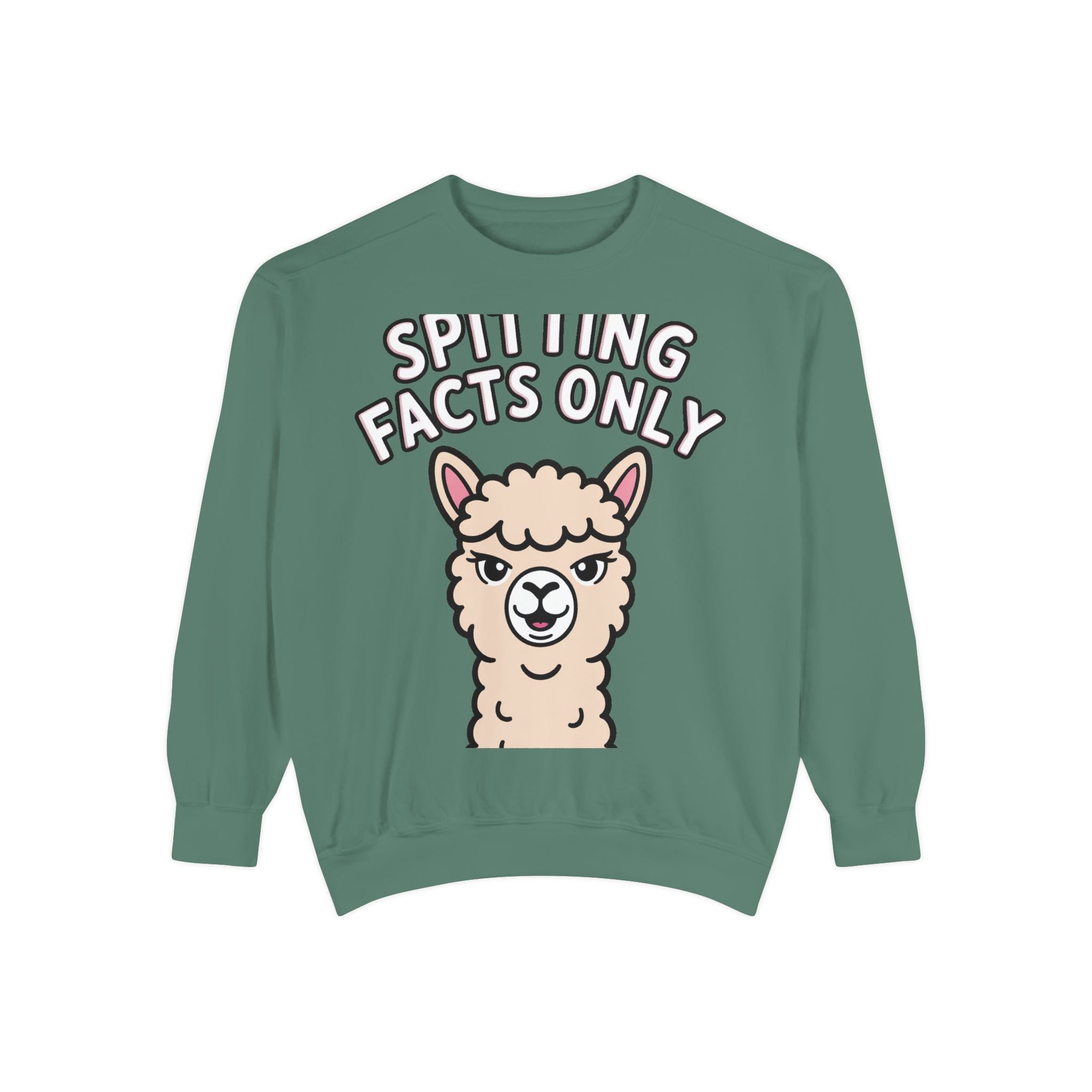 Alpaca Spitting Facts Sweatshirt, Funny Sassy Alpaca Crewneck, Cute Embroidered-Style Animal Sweatshirt, Alpaca Lover Gift