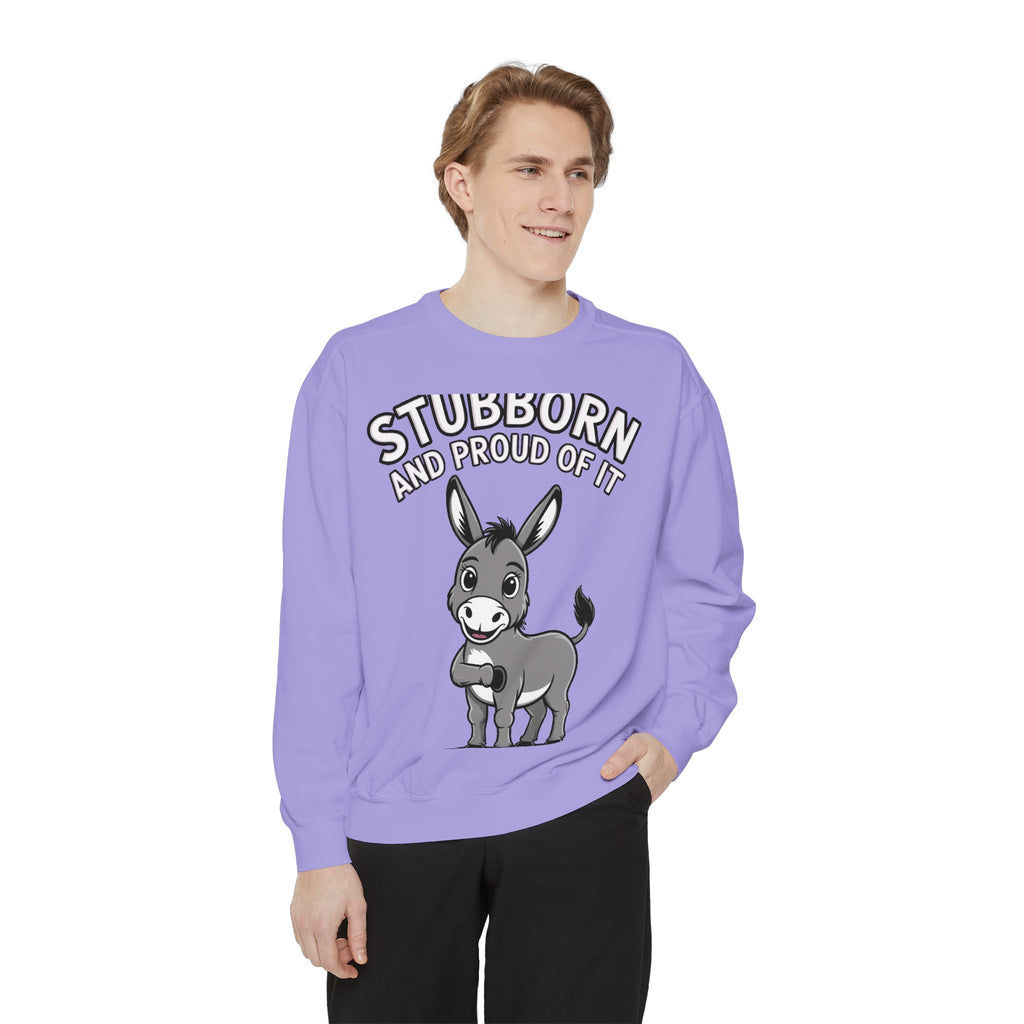 Stubborn Donkey Sweatshirt, Funny Donkey Crewneck, Stubborn And Proud Of It Shirt, Cute Farm Animal Gift, Embroidered Style Sweater