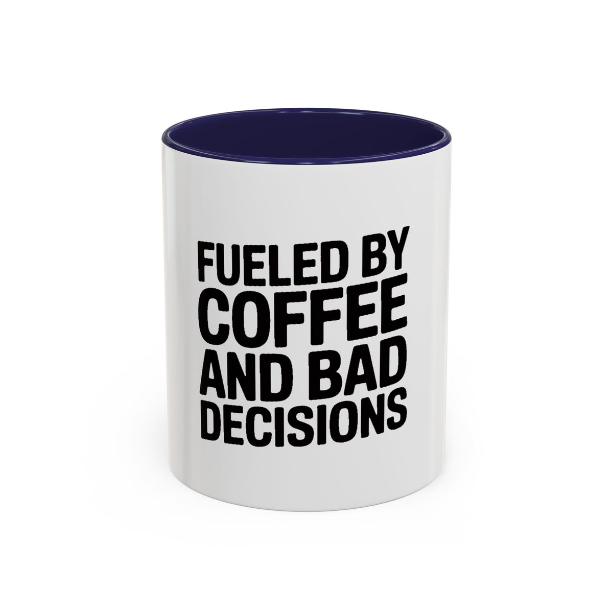 Fueled By Coffee And Bad Decisions Mug, Funny Sarcastic Coffee Cup, Bold Typography Mug, Coworker Gift, Sarcastic Coffee Lover Gift