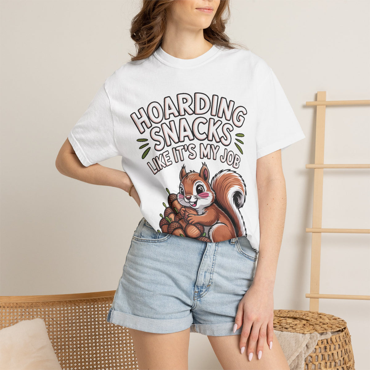 Funny Squirrel Shirt, Hoarding Snacks Like It's My Job T-Shirt, Cute Acorn Squirrel Gift, Snack Lover Tee