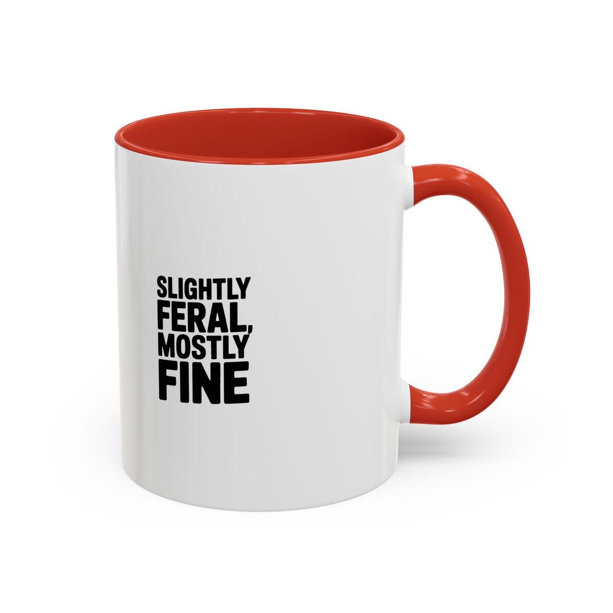 Slightly Feral Mostly Fine Mug, Funny Sarcastic Coffee Mug, Bold Typography Mug, Funny Gift for Her Him, Sarcastic Coffee Cup