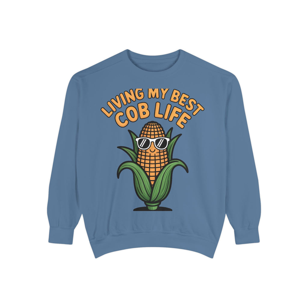 Best Cob Life Corn Sweatshirt, Funny Corn Sunglasses Crewneck, Cute Vegetable Pun Shirt, Garden Lover Gift, Embroidered Patch Style