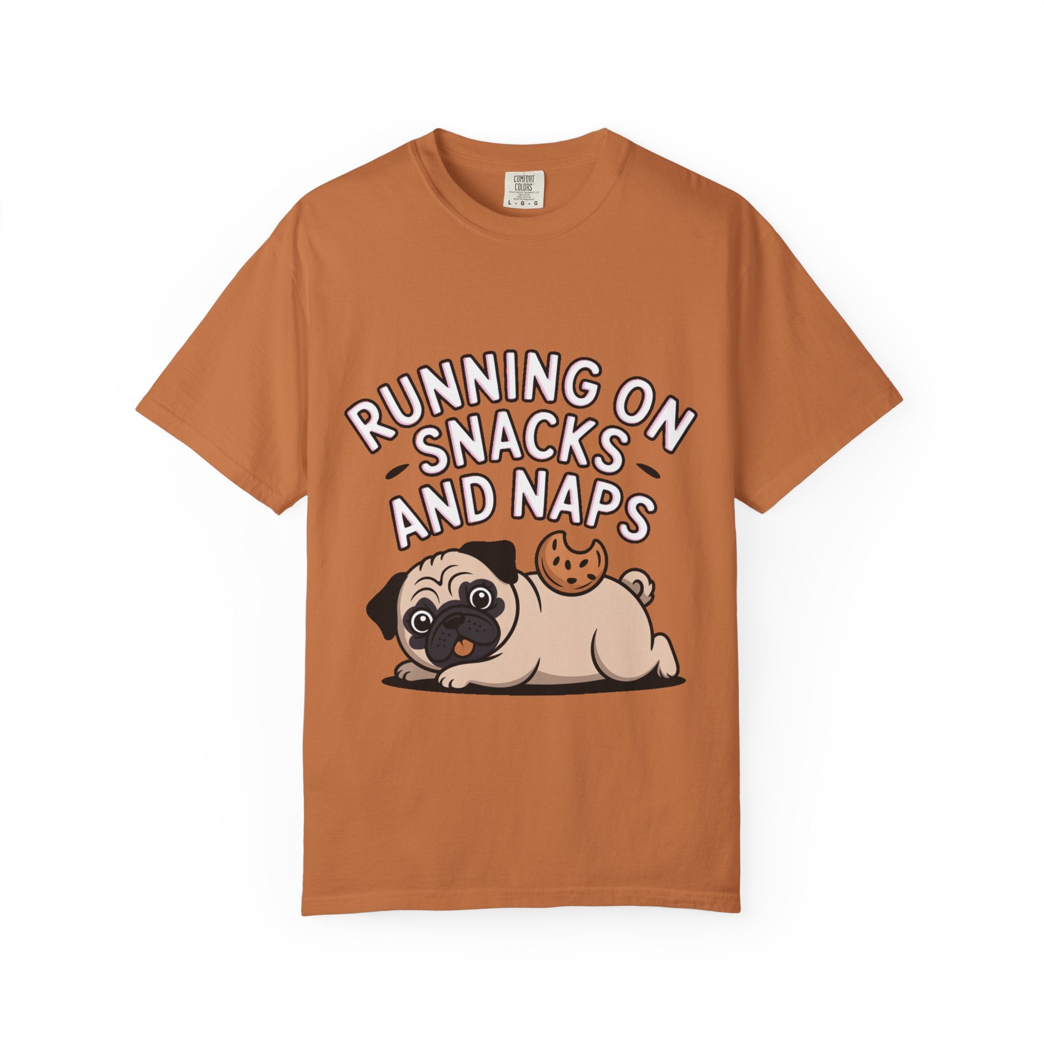 Funny Pug Shirt, Running On Snacks And Naps T-Shirt, Cute Pug Lover Gift, Napping Dog Tee, Lazy Dog Graphic Shirt