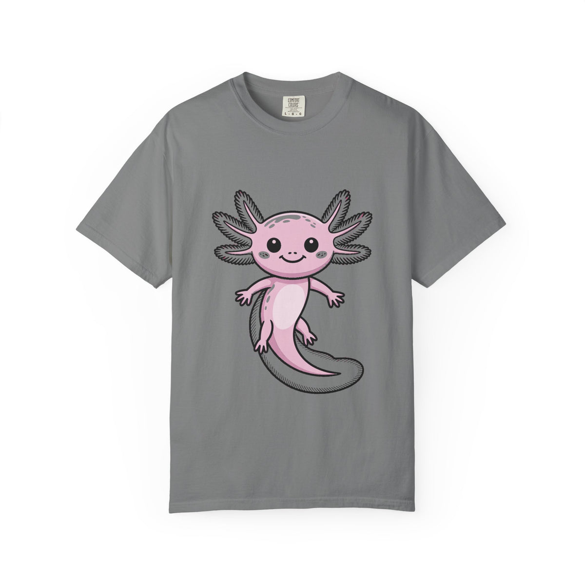Cute Axolotl Shirt, Smiling Axolotl T-Shirt, Kawaii Axolotl Lover Gift, Garment Dyed Unisex Tee