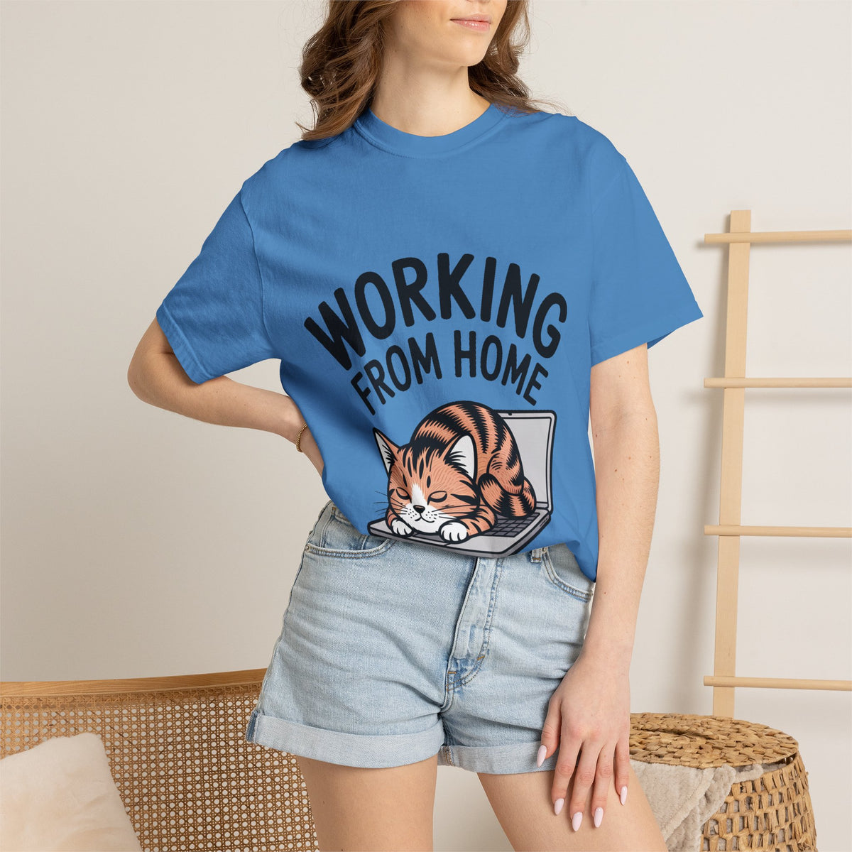Working From Home Cat Shirt, Funny Cat Lover T-Shirt, Cute Cat Keyboard Tee, Remote Work Gift, WFH Cat Lover Graphic Shirt