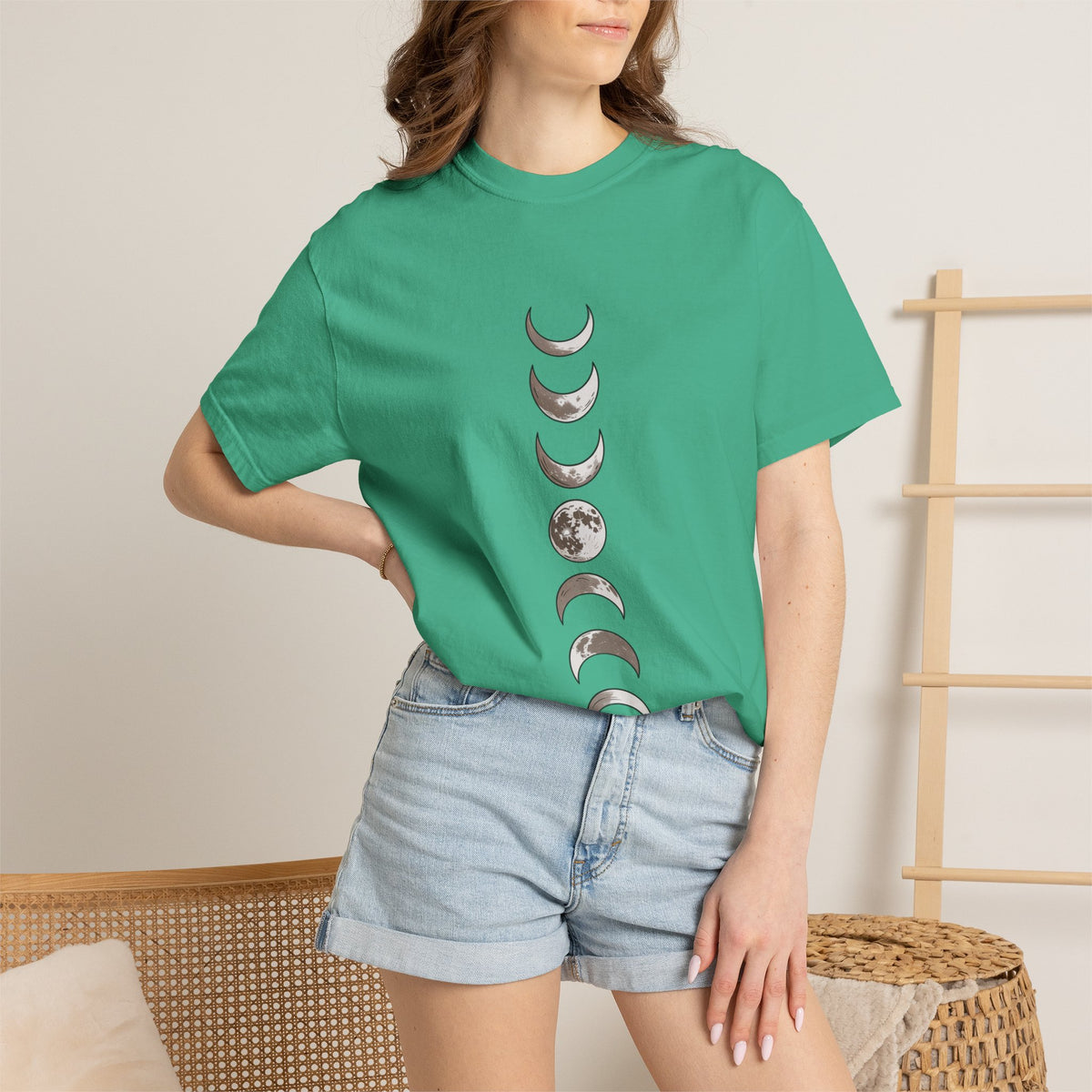 Moon Phases Boho Shirt, Minimalist Line Art Moon T-Shirt, Celestial Boho Tee, Hand Drawn Moon Cycle Shirt Gift