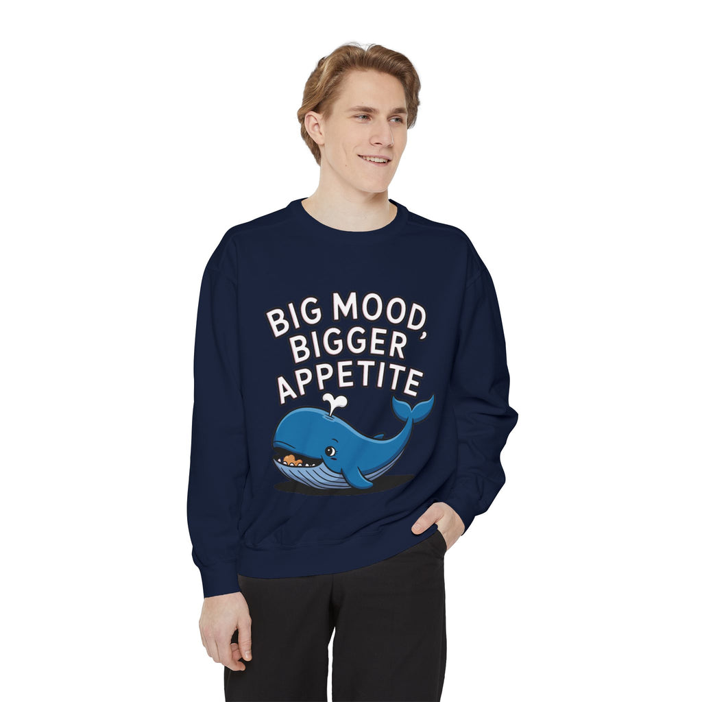 Big Mood Whale Sweatshirt, Funny Whale Snack Crewneck, Cute Cartoon Whale Lover Gift, Big Appetite Sweatshirt