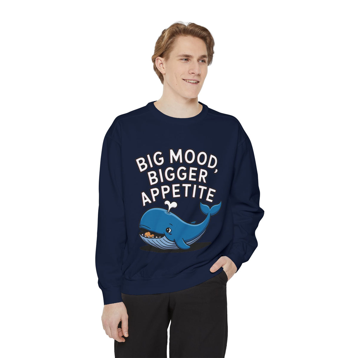 Big Mood Whale Sweatshirt, Funny Whale Snack Crewneck, Cute Cartoon Whale Lover Gift, Big Appetite Sweatshirt