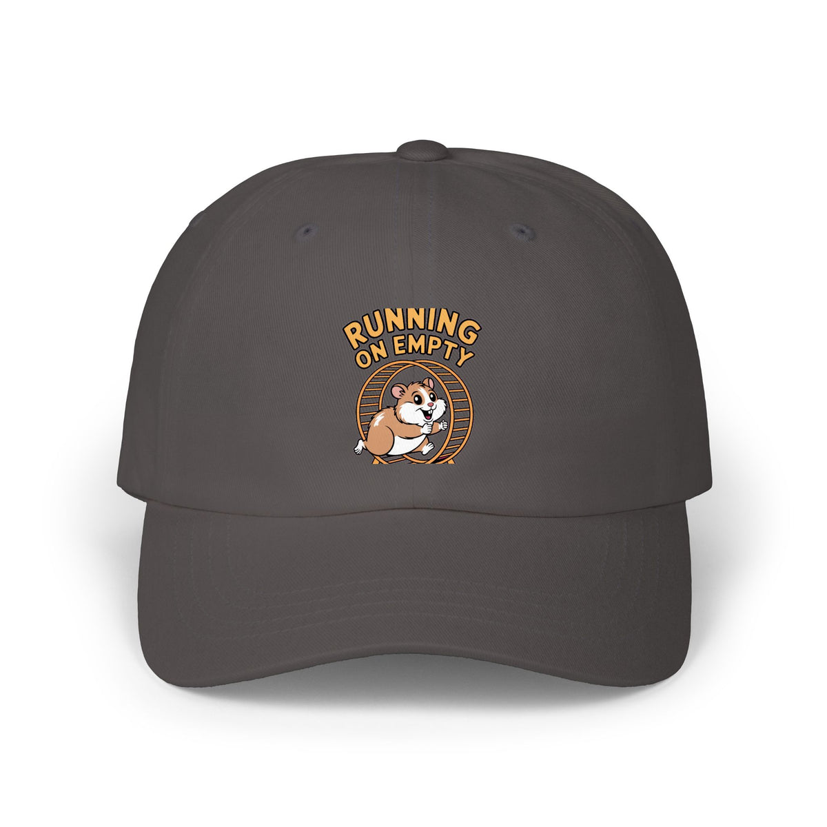 Running On Empty Hamster Dad Cap, Funny Tired Hamster Hat, Cute Wheel Hamster Embroidered Cap, Sarcastic Gift for Him or Her