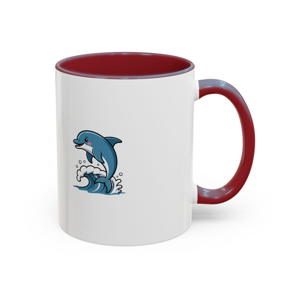 Cute Dolphin Mug, Jumping Dolphin Wave Coffee Mug, Ocean Lover Gift, Cartoon Dolphin Ceramic Cup, Beach Animal Lover Present