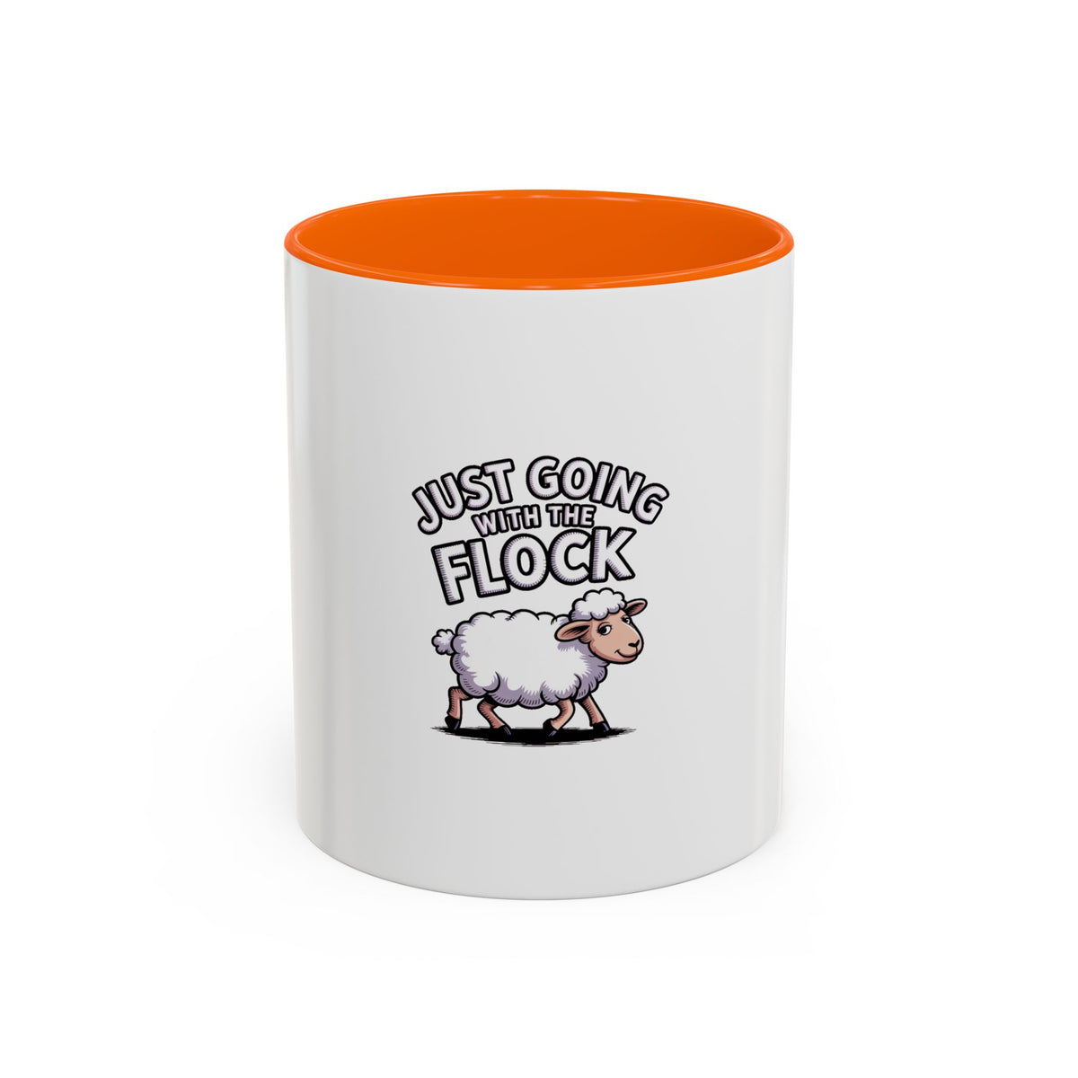 Funny Sheep Mug, Going With The Flock Coffee Mug, Cute Cartoon Sheep Gift, Sarcastic Farm Animal Mug, Funny Coworker Gift Cup