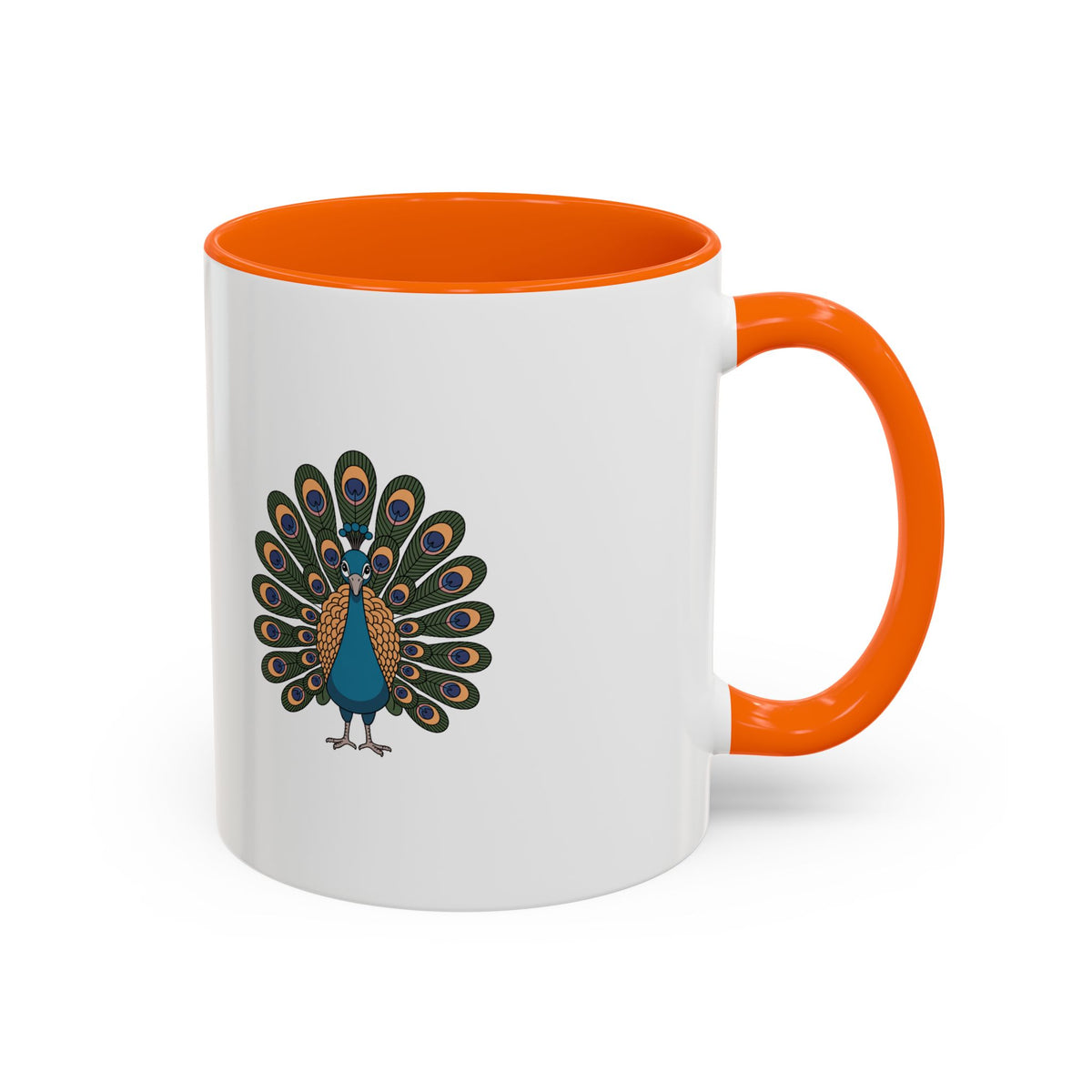 Cute Peacock Mug, Fanned Feather Peacock Coffee Cup, Bird Lover Gift, Cartoon Peacock Ceramic Mug, Colorful Feather Pattern Mug
