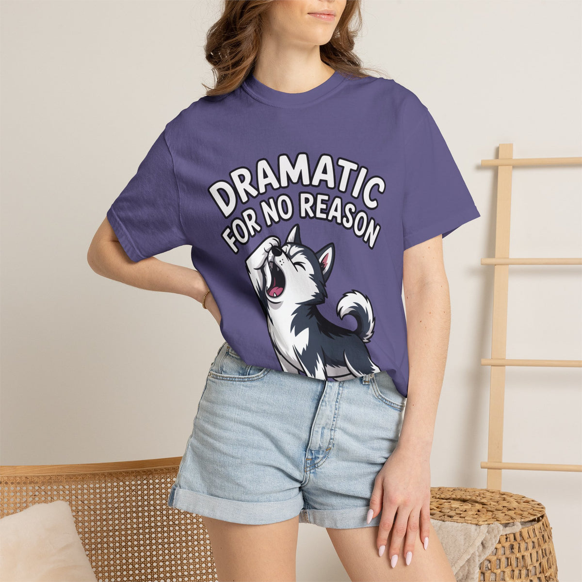 Dramatic Husky Shirt, Funny Dog Lover T-Shirt, Cute Husky Meme Tee, Dramatic For No Reason Gift Shirt