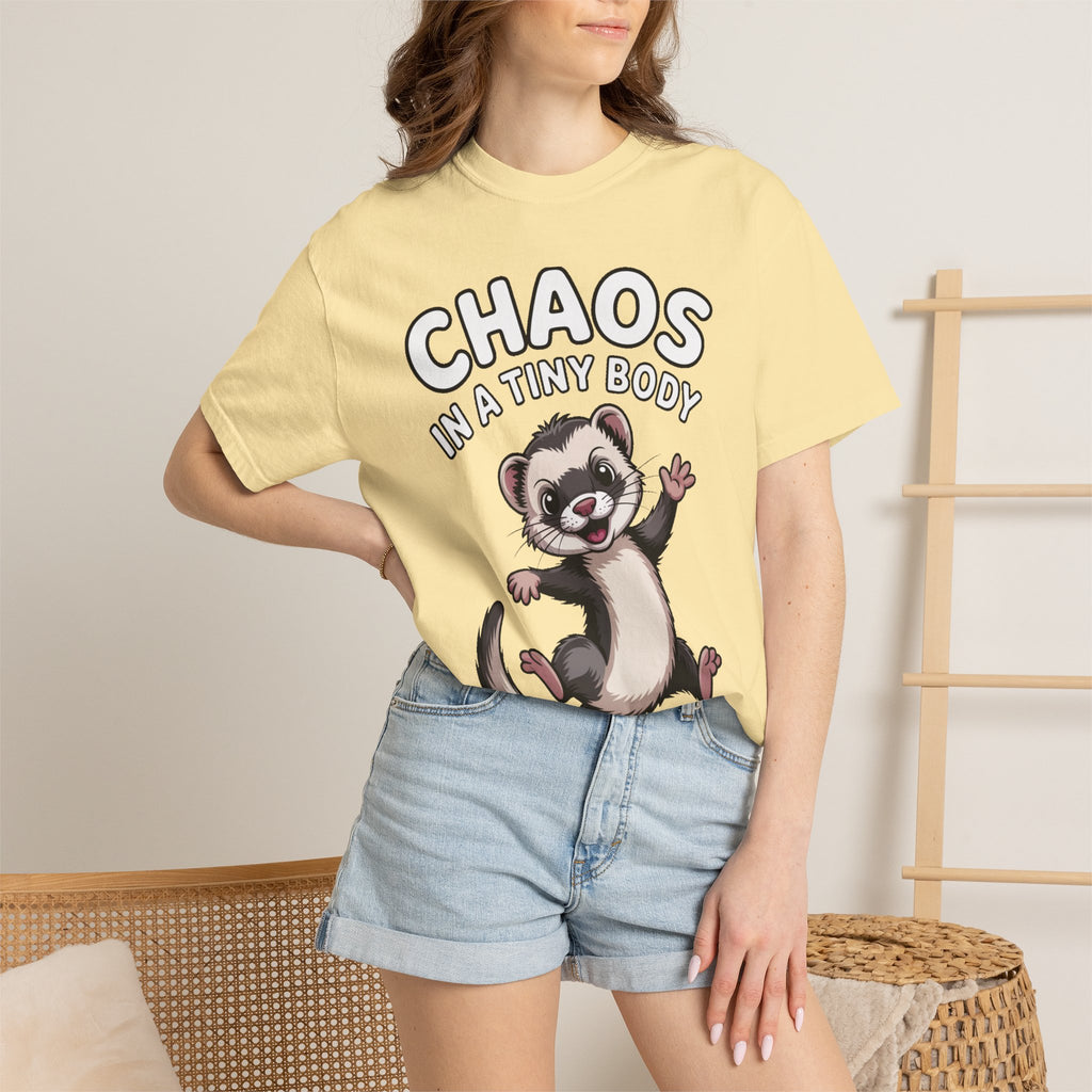 Funny Ferret Shirt, Chaos In A Tiny Body T-Shirt, Cute Ferret Lover Gift, Funny Pet Owner Tee, Ferret Mom Dad Shirt