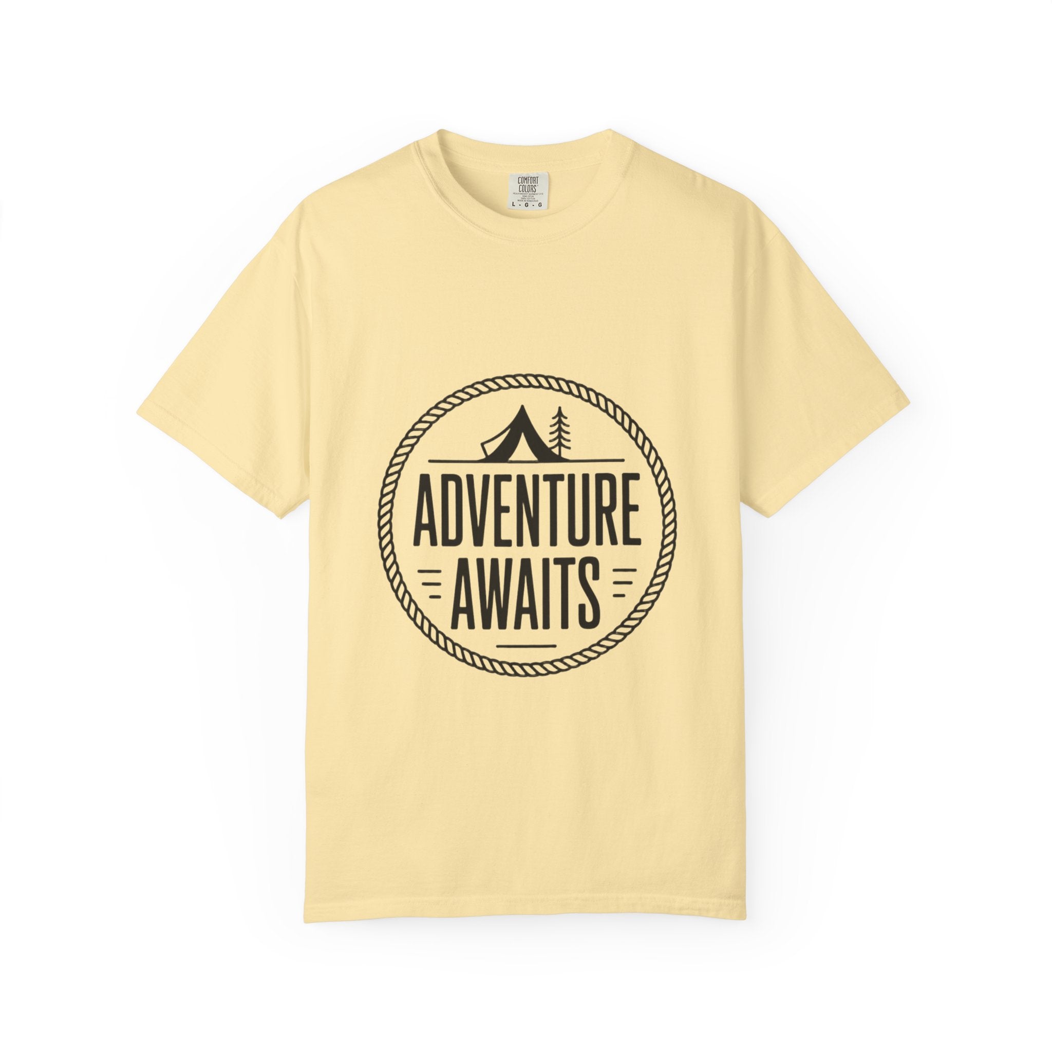 Adventure Awaits Camp Badge Shirt, Vintage Camping T-Shirt, Outdoor Lover Gift, Retro Hiking Tee, Pine Tree Nature Shirt